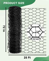 Rollo de Malla para Aves de Corral de 72 pulgadas x 25 pies, Malla Hexagonal de Alambre Recubierta de PVC Negro de 1 Pulgada para Jardín y Gallinero