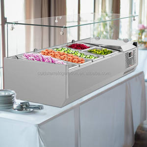Mueble Refrigerado Comercial con Vitrina Integrada, Mesa de Hielo para Mariscos, Exhibidor Refrigerado de Autoservicio para Ensaladas y Carnes - Product Image 4