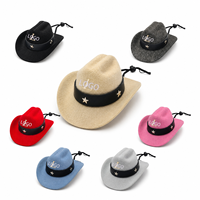 Chapeau de cowboy occidental personnalisable avec logo en polyester à motif floral pour chiens - Accessoire parfait pour animaux de compagnie pour l'été, l'hiver, le printemps et l'automne