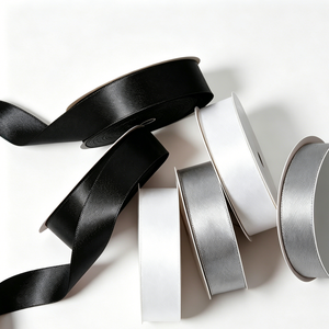 Wholesale Solid Color 22mm Silver Grey Double Side Smooth Satin Ribbon for Christmas Gift <b>Box</b> & Craft DIY Making - Product Image 3