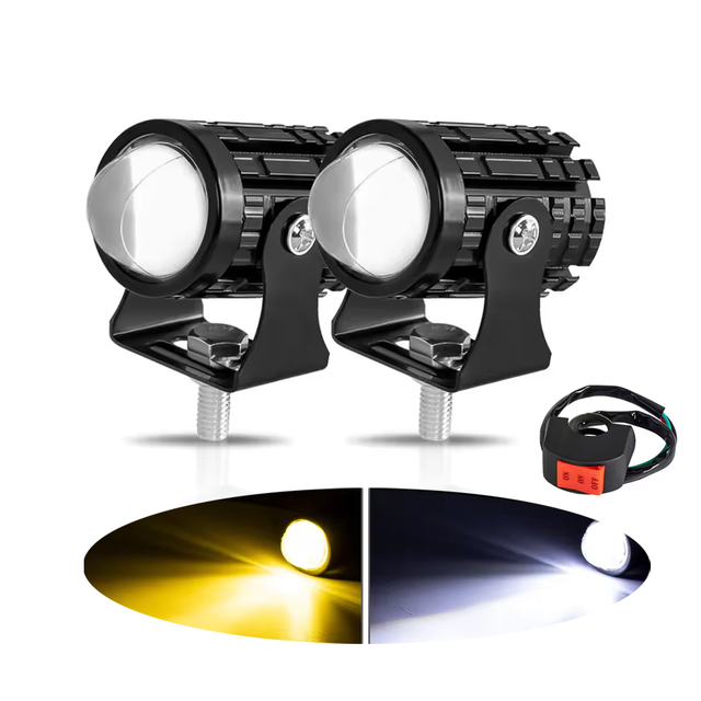 12V Motorcycle LED Mini Driving Light White Yellow Dual Color Spotlights for Motorbike Truck Trailer Off-road Moto Acessoriess