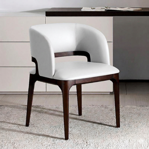 Chaise de salle à manger rembourrée en bois massif, fauteuil en cuir, fabricant et fournisseur de meubles modernes pour restaurants, hôtels et villas - Product Image 5