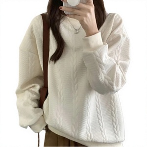 Women Oversized Crew Neck Sweatshirt Gray Fleece Pullover <b>Hoodie</b> Drop Shoulder Regular Sleeve Casual Streetwear Breathable - Product Image 3