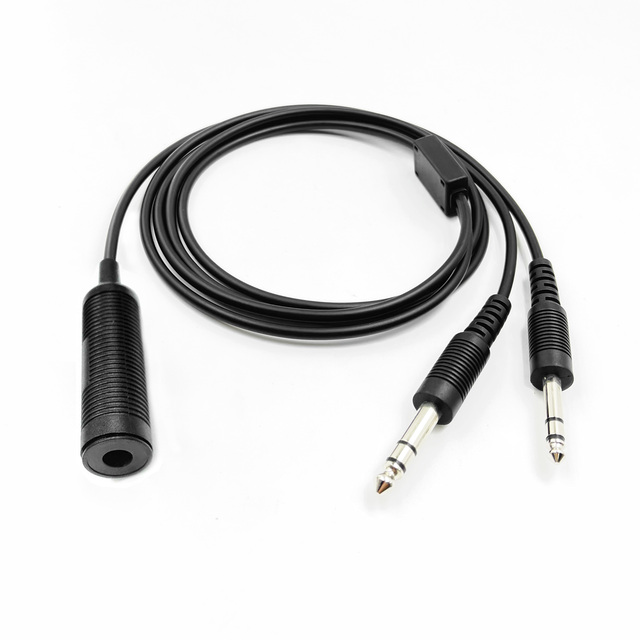 Helicopter Headset Adapter Cable U-174 Plug to Dual GA Plugs Aviation Headphone Adaptor Cord