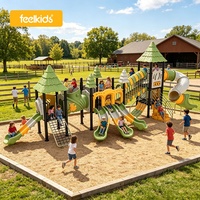 Équipement de jeu extérieur commercial de grande taille pour enfants, avec toboggan et structure d'escalade, pour parcs d'attractions et projets scolaires