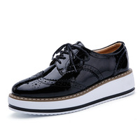 Chaussures à plateforme respirantes pour femmes, style rétro, en cuir de vachette, à lacets, à bride en T, talon moyen
