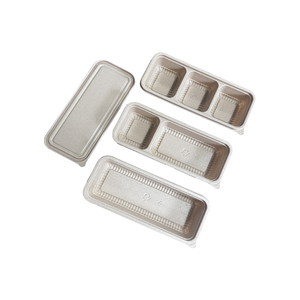 Plateau à sushi et desserts jetable biodégradable compostable en pulpe de fibres de balle de riz, <span class=keywords><strong>sans</strong></span> PFAS, compatible micro-ondes, 450 ml, vente en gros - Product Image 1