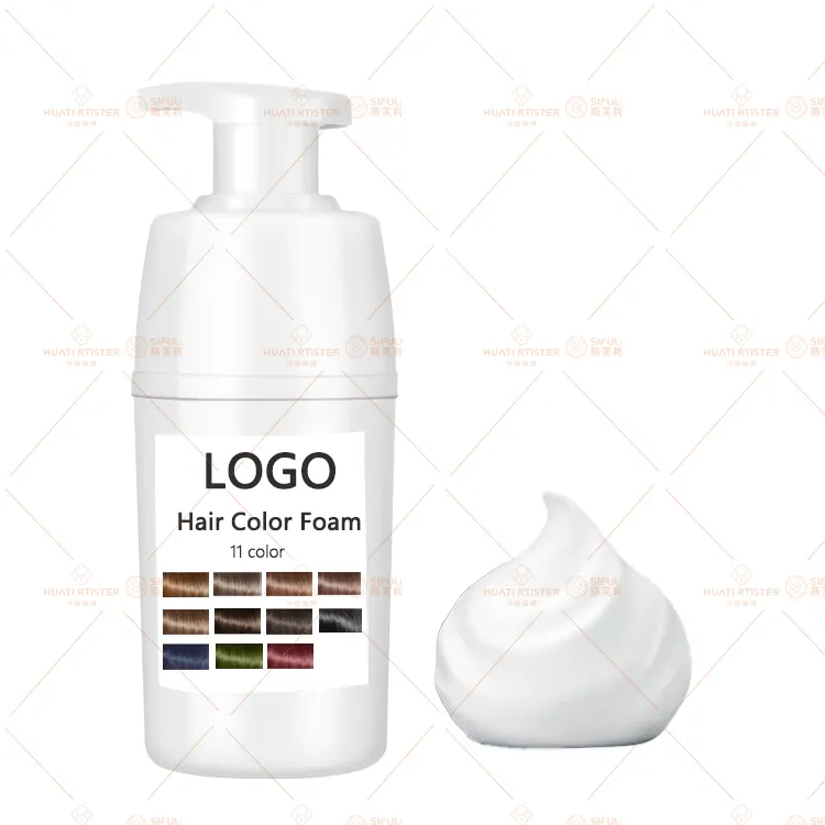 Huati Sifuli 300ml 11 renk fabrika özel etiket sizin marka ürün yeni hızlı siyah saç mus saç rengi boya köpük