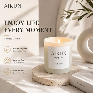 AIKUN OEM - Juego de Velas Aromáticas de Lujo con Etiqueta Privada Personalizada, Decoración para el Hogar, Vela Perfumada en Frasco de Vidrio con Cera de Coco para Diwali - Product Image 2