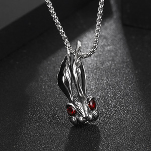 Vintage Red Eyed Bunny Pendant Men Long Eared Animal Zodiac Necklace SP966 <b>Titanium</b> Steel Charm Gift - Product Image 3