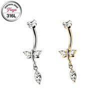 Freya Stock Körperschmuck Bauchnabelpiercing Massiver 316L Chirurgenstahl Bauchnabelringe Nabelpiercings für Frauen