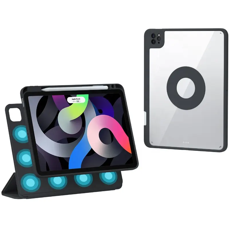 Folio Flip PU Tablet custodie in pelle Smart Clear PC Shell custodie per iPad in pelle Cover per Tablet per iPad Pro 12.9
