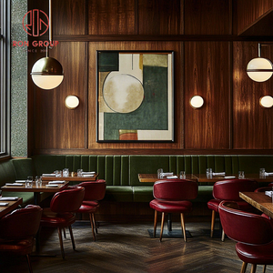 Juego de Muebles de Lujo Modernos para Restaurante de Hotel, Asientos de Terciopelo, Silla de Cuero, Mesa de Madera, Cafetería, <span class=keywords><strong>Bistro</strong></span> - Product Image 1
