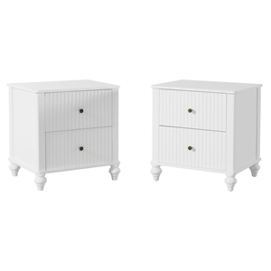 White 2 <b>Drawer</b> Nightstand 23 Inch Sturdy Wooden Bedside Table Modern Bedroom <b>Storage</b> <b>Drawers</b> - Product Image 5