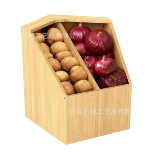 Wooden Fruit And <b>Vegetable</b> Storage Box Rectangular Compartmentalized Kitchen Countertop Desktop Food Container - Product Image 5