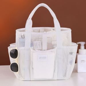 Bolsa de playa de malla de poliéster con letras de verano, organizador de cosméticos de gran capacidad, duradero, portátil, resistente al agua, ligero - Product Image 2