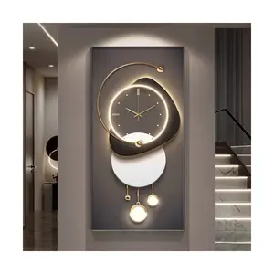 Moderno vetro astratto cornice a parete elettronica orologio a led di qualità durevole stampe arte astratta per la casa decorazione soggiorno