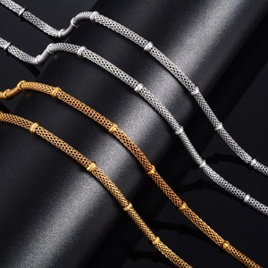 Collier ras du <span class=keywords><strong>cou</strong></span> en maille perlée <span class=keywords><strong>chic</strong></span> <span class=keywords><strong>de</strong></span> 4 mm en acier inoxydable pour femmes et hommes, couleur or/argent, bijoux en métal - Product Image 1
