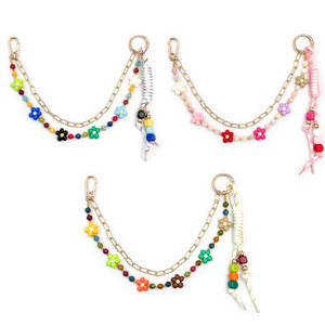 Double Layer Rainbow <b>Flower</b> Beaded Bag Charm <b>Sweet</b> Girl Handbag Pendant Fashion Keychain Gift - Product Image 5