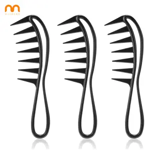 Salon Shower Flexible Comb Black Wide Spacing Anti Static Shampoo Comb for Men Women