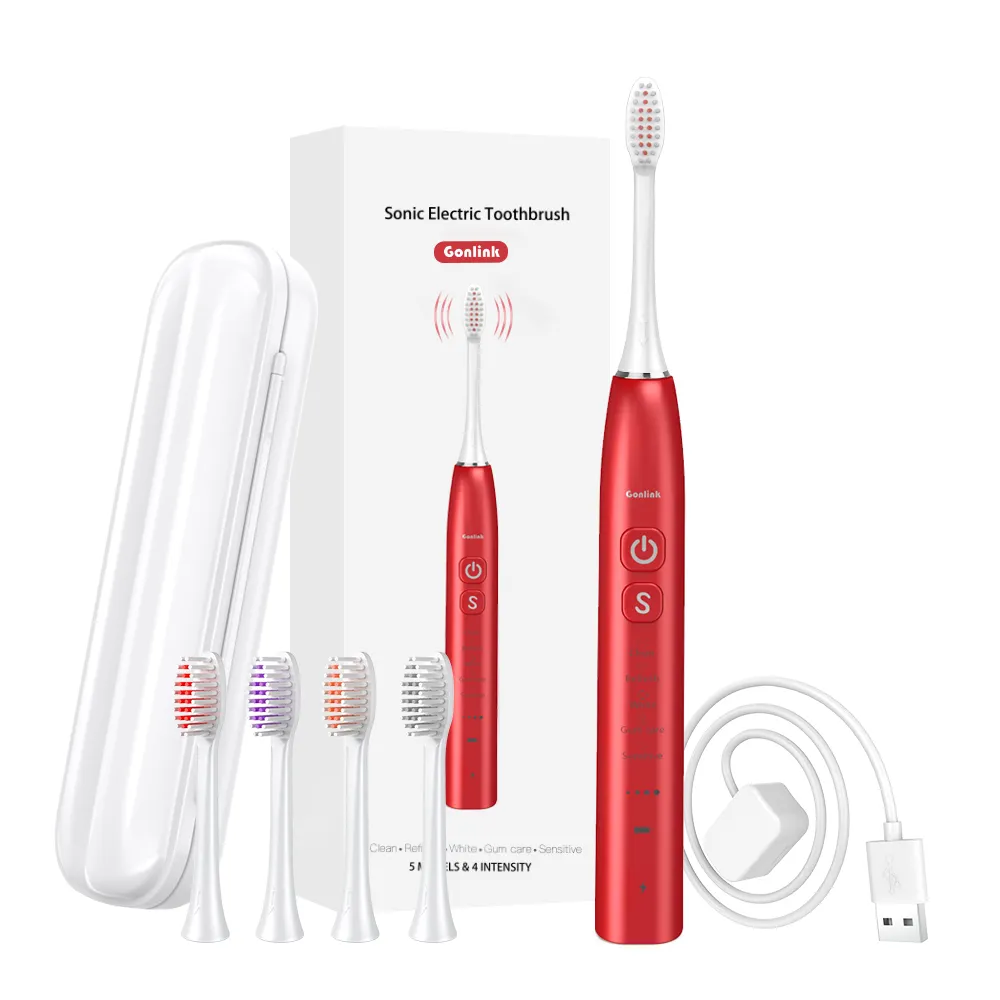 Best Adult Waterproof Ultrasonic Automatic 5 Mode Powerful Rechargeable Tooth Brush Electric Toothbrush Teeth Cleaning
