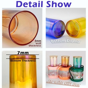 LANGXU Peachblow Glass Ombre Glass Candle Jar Blush Pink to White Gradient With Gold Rim for Victorian Boudoir - Product Image 4