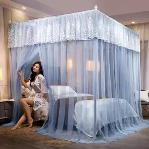 装饰漂亮的大床网奢华刺绣宫殿落地舒适蚊帐