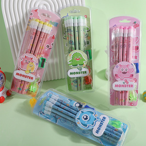 Venta <span class=keywords><strong>al</strong></span> <span class=keywords><strong>por</strong></span> <span class=keywords><strong>mayor</strong></span> papelería escolar 12 piezas dibujos animados lindo monstruo 2B borrador lápiz conjunto para niños - Product Image 5