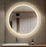 Miroir de maquillage LED intelligent mural, miroir de salon moderne avec interrupteur tactile, anti-buée, lentilles en aluminium, lumière tricolore
