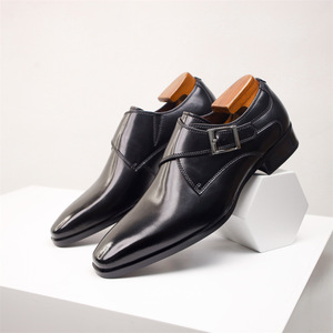 Zapatos de Cuero Genuino con Hebilla y Punta Cuadrada para Hombre, Estilo Británico, Formales para Negocios, 2026 - Product Image 1