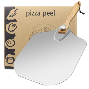 Pala per Pizza Personalizzabile con Logo, Ecologica, 35 cm, Manico in Legno, Usa e Getta, in Metallo Alluminio, per Forno, Ristoranti e Panifici - Product Image 1