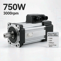 Moteur servo AC triphasé haute précision 750W 220V 3000 tr/min avec encodeur absolu 23 bits, montage sur bride pour automatisation robotique CNC