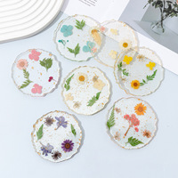 Posavasos de Resina Hecho a Mano con Flores Prensadas Reales, Resina Epoxi Transparente, Base Floral para Tazas, Resistente al Calor, Decoración Estética para el Hogar