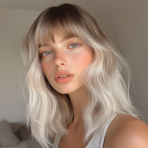 Perruque synthétique courte brune ondulée effet mouillé, résistante à la chaleur, longueur épaules, <span class=keywords><strong>avec</strong></span> <span class=keywords><strong>frange</strong></span>, <span class=keywords><strong>cheveux</strong></span> naturels ondulés pour femmes, SM030, faible MOQ1 - Product Image 5