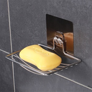 Support mural moderne en acier inoxydable pour savon d'hôtel, sans perçage, à ventouse, avec drain, étagère de rangement simple couche - Product Image 4