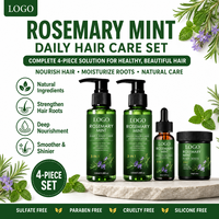 Ensemble de soins capillaires botaniques 3 en 1 Shampooing Après-shampoing Huile capillaire Masque capillaire Romarin Menthe Nourrissant quotidien