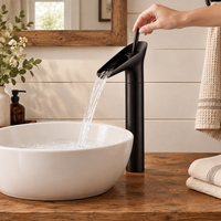 Robinet de lavabo haut en laiton bronze huilé, avec levier unique et bec cascade, pour salle de bain moderne, vente en gros