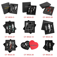 Magnifique Coffret Cadeau Accessoires Tire-Bouchon Bouteille de Vin Rouge en Bois 4 Pièces Outils à Vin en Acier Inoxydable et Bois