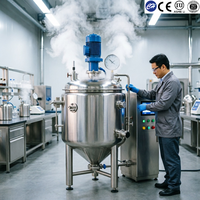 Cuve de mélange cosmétique avec agitateur à fouet SS304 en acier inoxydable sanitaire, cuve de fabrication de crème certifiée ASME CE