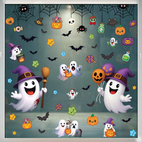 Autocollants statiques réutilisables pour fenêtres d'Halloween, sans colle, en PVC, décorations pour vitres, autocollants mignons fantômes, citrouilles, araignées pour la maison, le magasin, Halloween