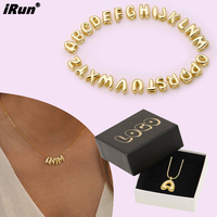 IRun personnalisé bulle lettre pendentif collier brillant métal or mode bulle lettre combinaison pendentif pour cadeau