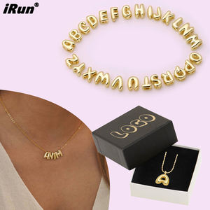 IRun 개인화 된 버블 편지 펜던트 목걸이 반짝이는 금속 금 선물 패션 버블 편지 조합 펜던트 - Product Image 1