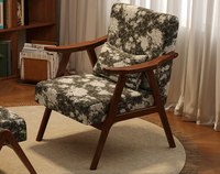 Ensemble de fauteuils de loisirs rétro en bois massif, fauteuils rembourrés pour hôtels, cafés, salons