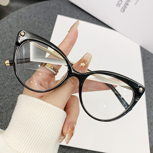 93308 nuova moda Cat Eye Metal + PC fotocromatico occhiali luce Anti-blu occhiali di tendenza europea e americana montatura Unisex - Product Image 1