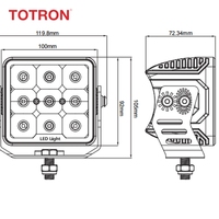 Faro LED Cubo Quadrato 45W 6000K a Fascio Concentrato per Veicoli Fuoristrada, UTV, Camion, Costruzioni