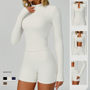 Chaqueta de yoga delgada con cuello levantado roscado GCWAVE chaqueta de fitness deportiva para correr al aire libre a prueba de viento - Product Image 3