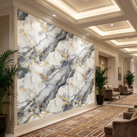 Panneaux muraux en PVC doré imperméables de 2 mm d'épaisseur au design moderne, motif géométrique marbré, pour salle de bain, salon, maison, garantie 5 ans