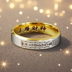 Anillo de Acero Estilo Antiguo Hip Hop con Cinco Dioses de la Riqueza, Joyería de Mano Ligera y de Lujo para Mujer - Product Image 3