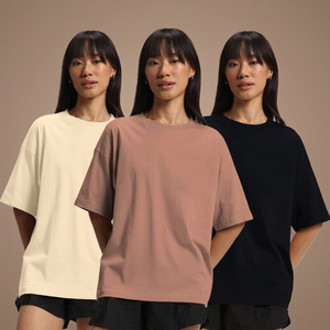 T-shirt pour femme de haute qualité, 100% coton, 230 GSM, décontracté, à épaules tombantes, respirant, écologique, imprimé uni, couleur unie - Product Image 3