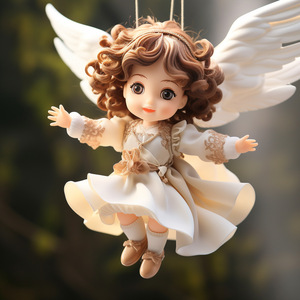 Custom <b>Cute</b> <b>Doll</b> Long Hair Angel Figurine PVC Resin Molded Indoor Decoration Christmas Toy - Product Image 1